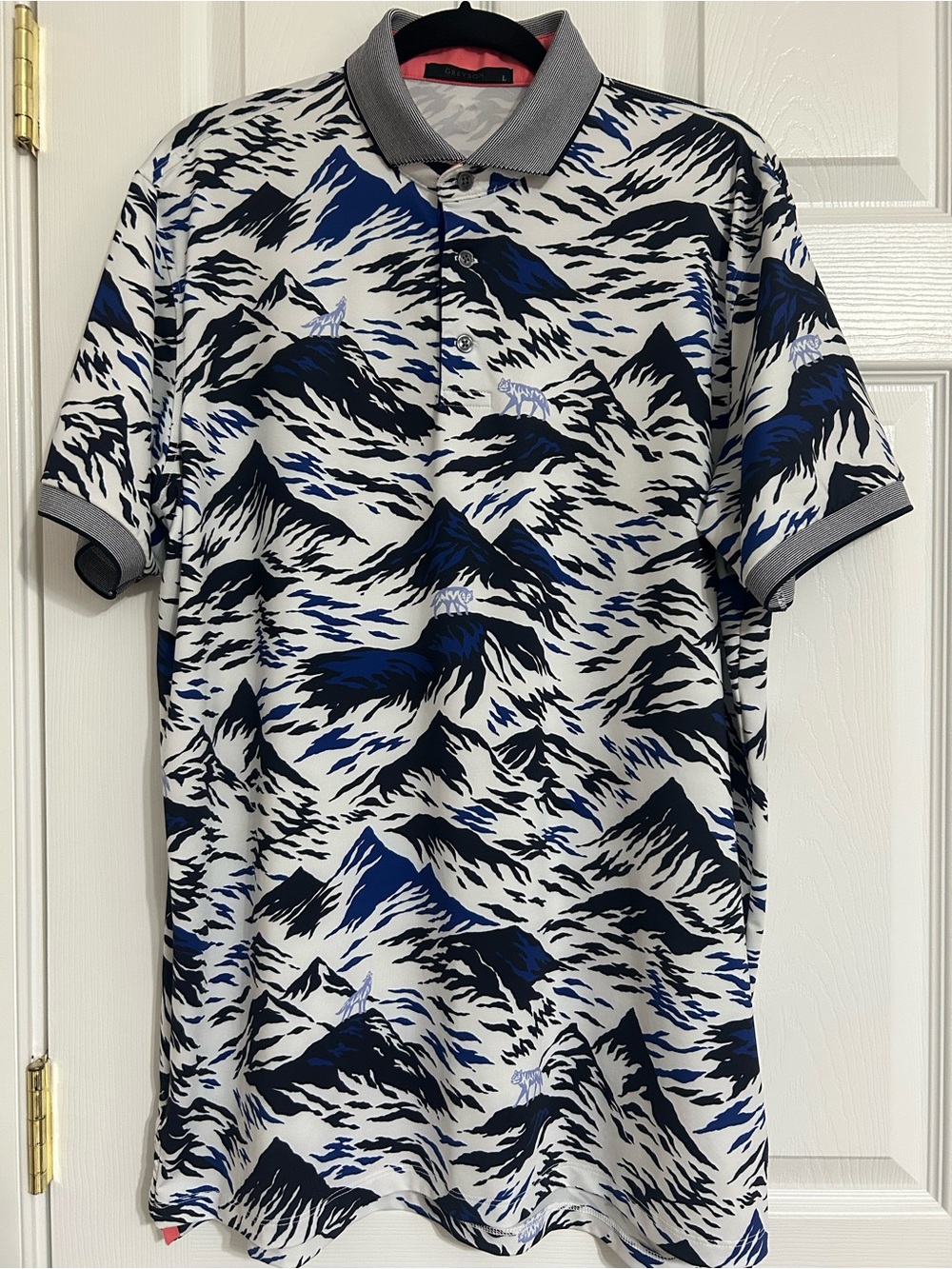 Greyson Clothiers Midas Wolf Peacemaker Performance Golf Polo Sz L EUC